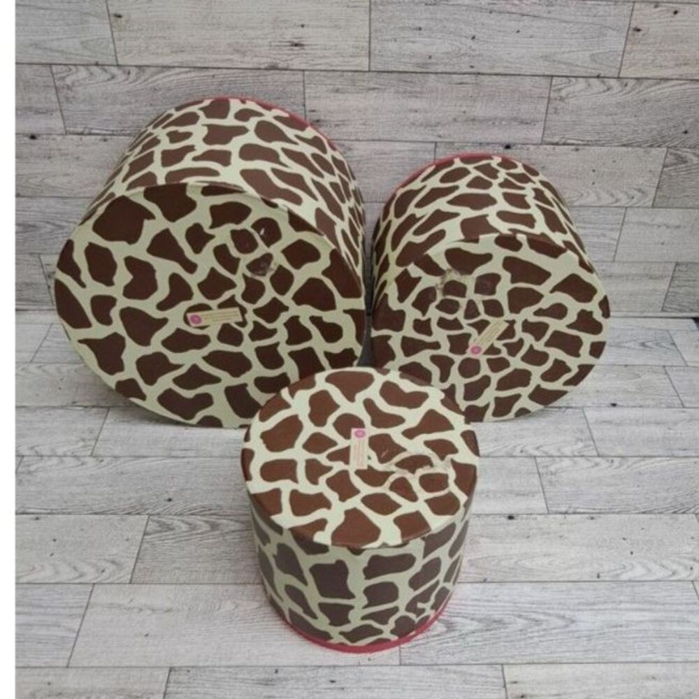 Giraffe Print Storage Boxes with Lids & Bows Set of 3, Animal Print, Decor, Chic - Picture 2 of 3